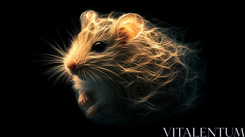Digital rodent portrait shows luminous fur strands and contrast