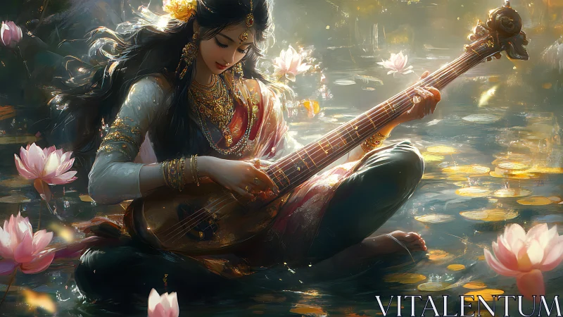 Lotus pond serenade with luminous strings and quiet grace.