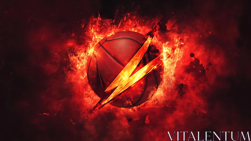 Fiery basketball energy bursting with bold, electric power.
