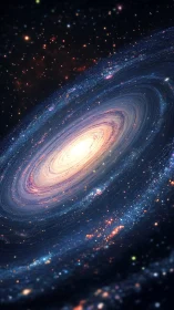 Spiral galaxy core with swirling starfield and dust halo.