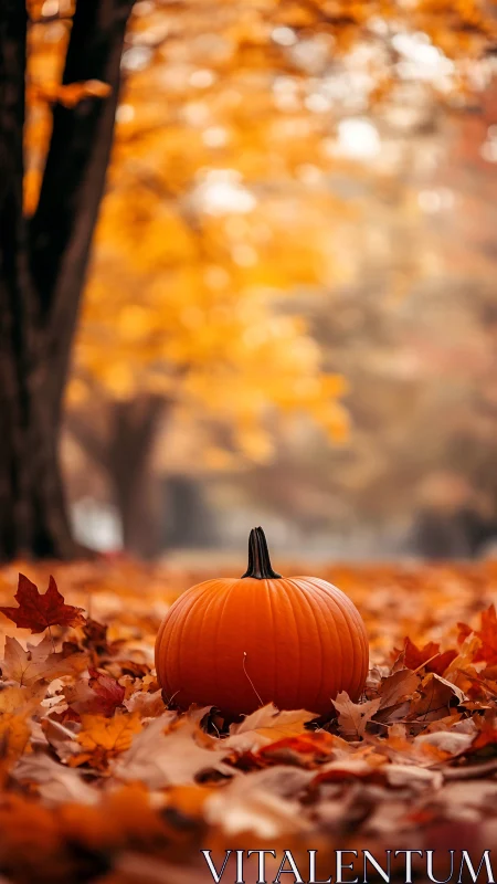 Pumpkin throne in a leaf-lit tunnel of glowing autumn hush.