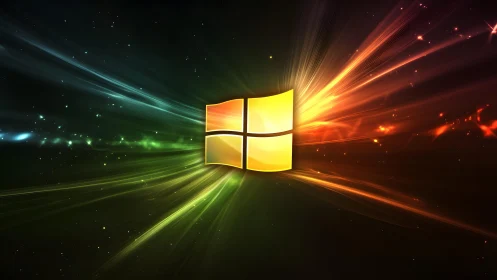 Vibrant Windows Logo on Abstract Light Burst Digital Background.