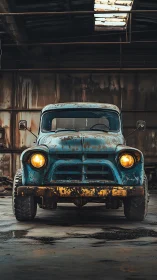 Rust-kissed blue truck waiting like a loyal steel watchdog.