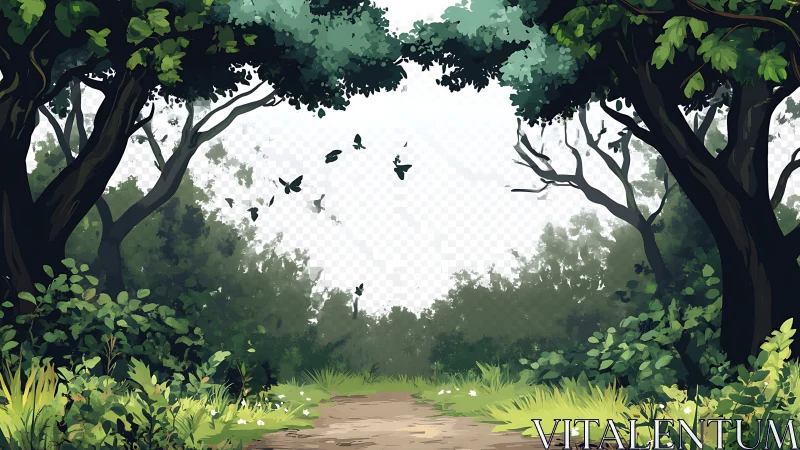 Forest Path: Verdant Canopy Opens Sky Vista.