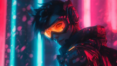 Neon rogue stalks the synth-lit alley in electric silence.
