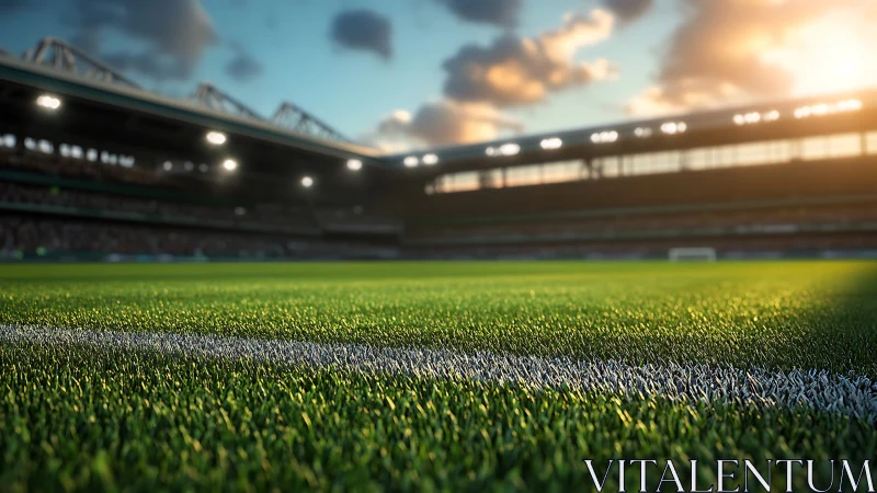 Sunlit soccer field waiting quietly for the next kickoff.