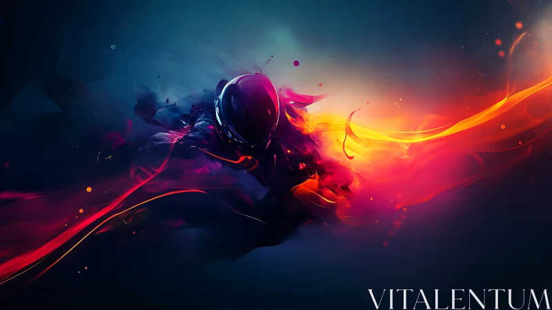 Blazing cosmic streak pours from a sleek, shadowed core