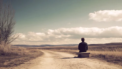 Quiet roadside moment on a long winding country path.