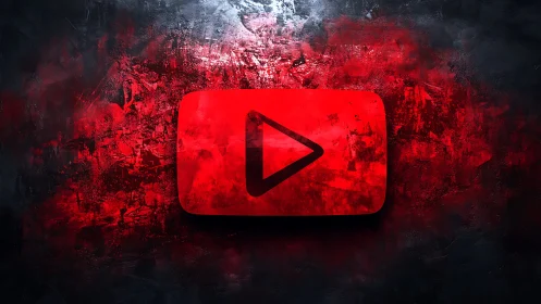 Blazing red play button pulsing on charcoal storm canvas.