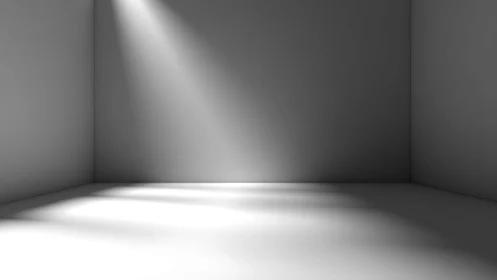 Empty gray interior corner shows spotlight and soft shadows