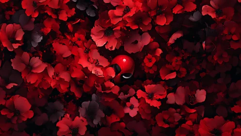Crimson Bloom Engulfing a Glowing Sphere.