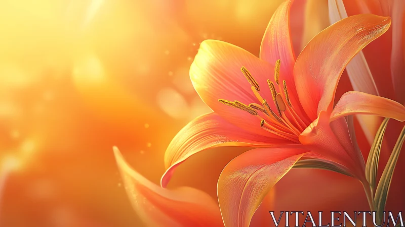 Radiant Lilies Glowing in Golden Warmth.