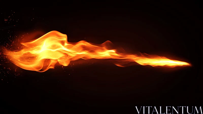 Bright Fiery Flame Burst on Black Background, Digital Art Style.