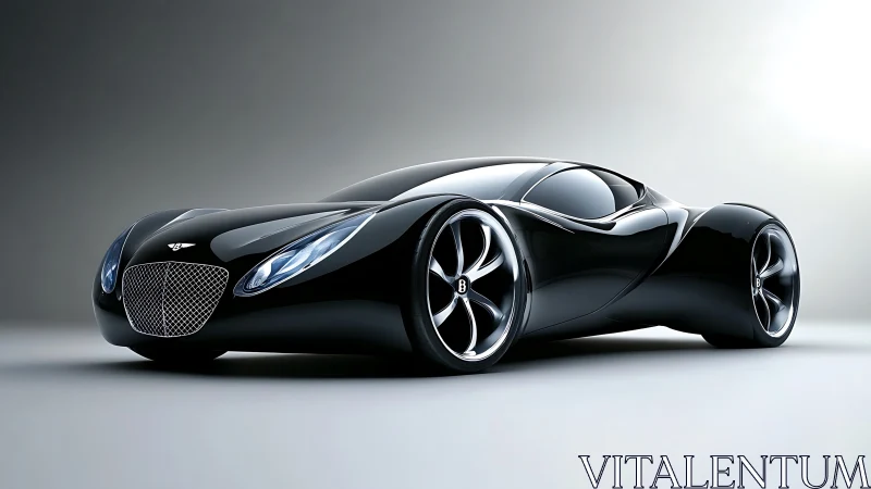 Futuristic black luxury concept car with sculpted aero body.