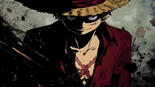 Shadowed anime pirate stares ahead with fierce resolve