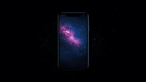Pocket nebula phone portal cradling a violet starstream.