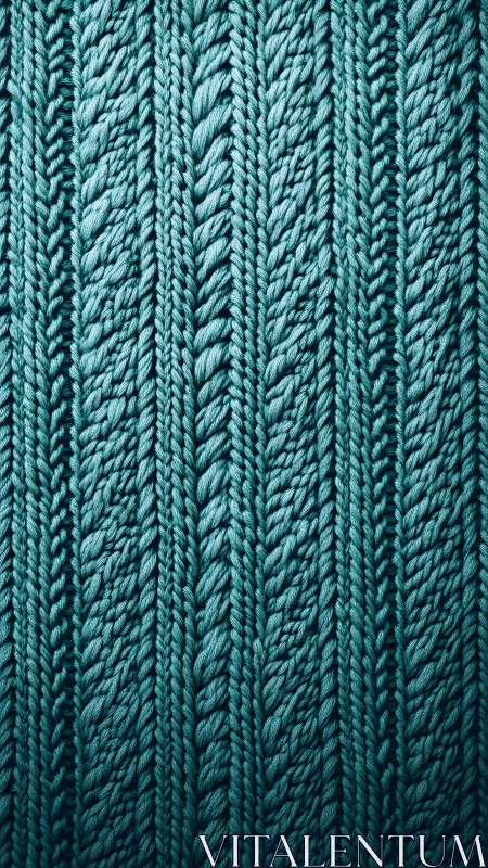 Teal braided knit pattern forms a cozy textured surface.