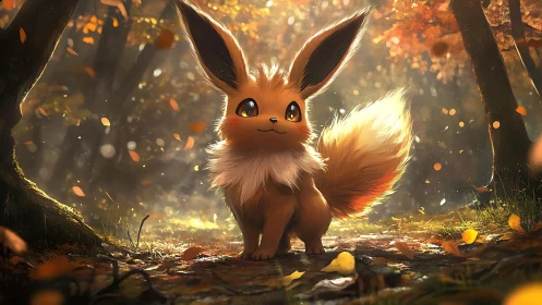 Backlit foxlike creature rendered with volumetric forest lighting