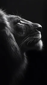 Moon-dusted lion listens for distant thunder in the dark