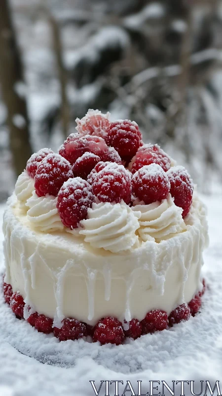 Winter Berry Cake with Frosted Raspberries.