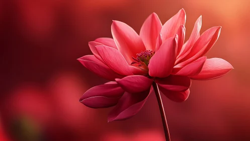 Pink Lotus Flower Macro: Multi-Petal Bloom Against Warm Gradient Background
