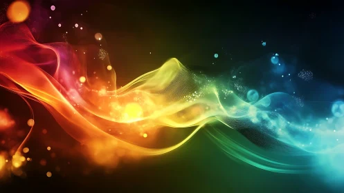 Spectral light waves form multicolored energy ribbons across dark field