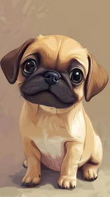 Pug puppy portrait with glossy eyes and warm beige tones.