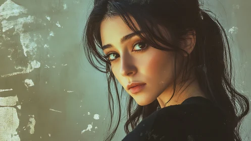 Digital painting portrait with soft light and textured patina.