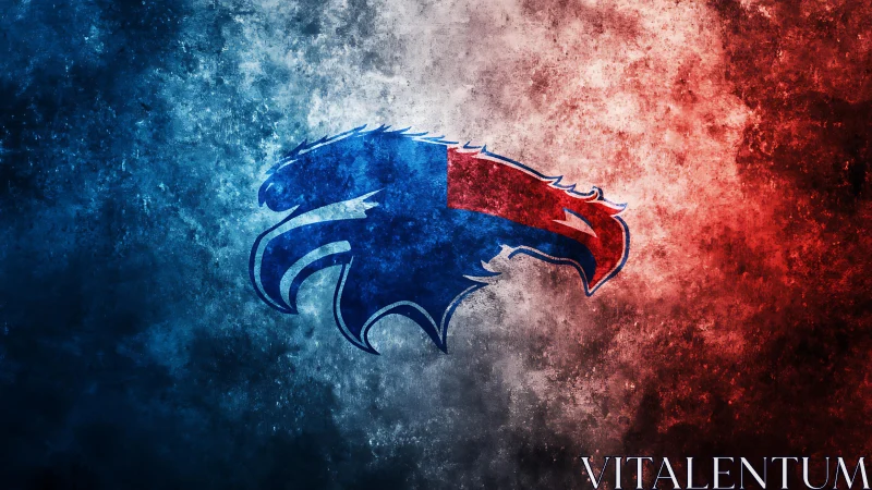 Patriotic raptor silhouette slices through tricolor storm light