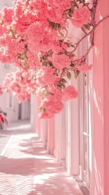 Pink Blossoms Create a Dreamy Garden Walkway.