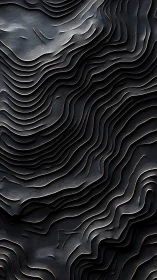Dark metallic contour layers flow in sculpted abstract waves.