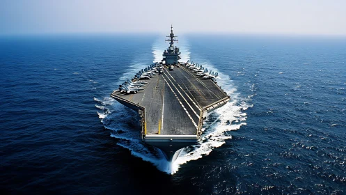 Steel runway carves bright white scars through open ocean