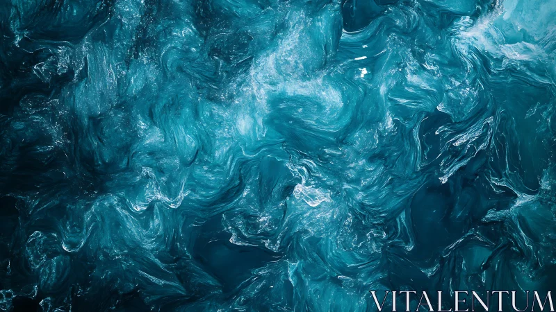 Macro fluid dynamics study in teal turbulent liquid motion