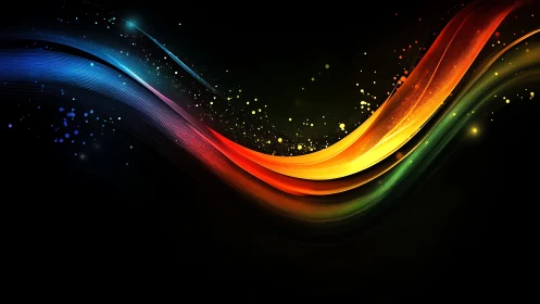 Multicolored luminous waveforms on black digital gradient field