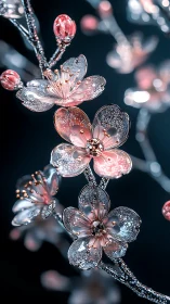 Crystalline Blooms: Jeweled Flowers Glistening in Twilight