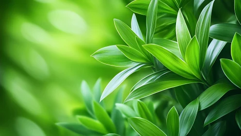 Soft morning light on lush green leaves in quiet focus.