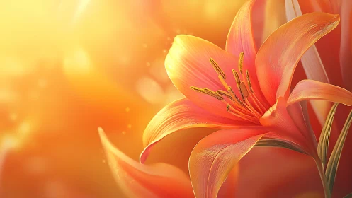 Radiant Lilies Glowing in Golden Warmth.