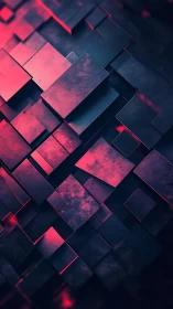 Soft neon blocks forming a cozy geometric cityscape.