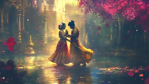 Luminous Pas de Deux: Golden Architecture and Romantic Tableaux.