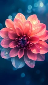 Gradient Dahlia Bloom with Luminous Bokeh Rendering