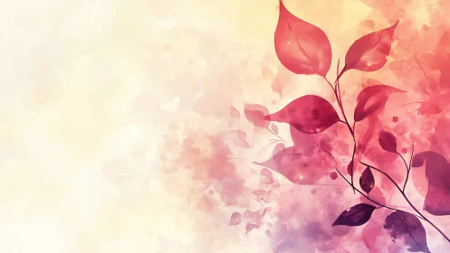 Blushing leaf vines drifting through watercolor sunrise.