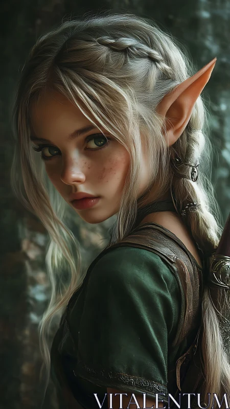 Elven ranger portrait rendered in cinematic digital realism