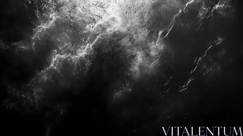 Dark Abstract Ocean Surface with Dramatic Lighting Effects.