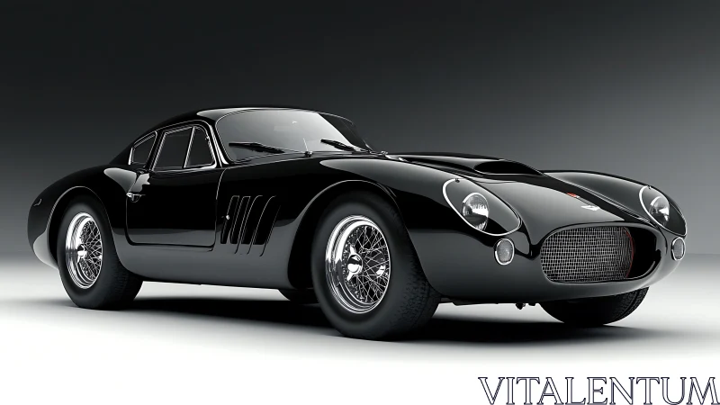 Midnight classic coupe basking in sculpted studio light.