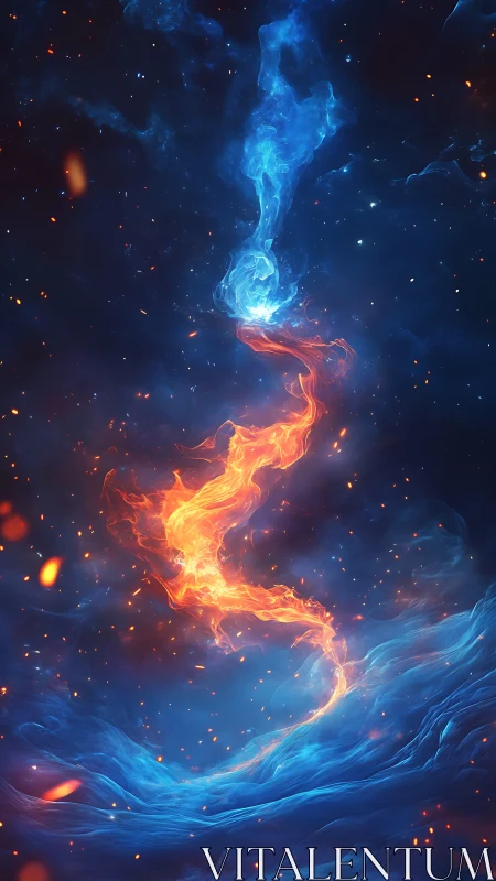 Dual swirling fire and ice energy in deep cosmic space.