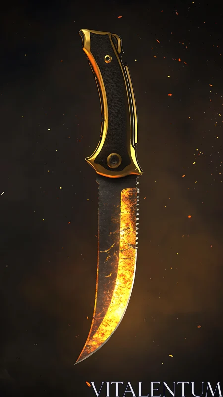 Glowing Folding Knife with Molten Blade Effect.