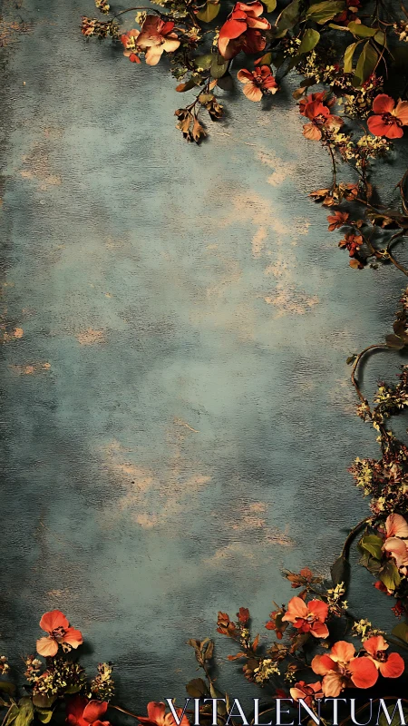 Blushed Blooms Frame Weathered Teal Dreams.