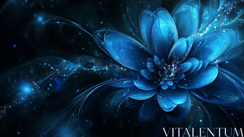 Starlit blue blossom unfolding in a quiet cosmic night.
