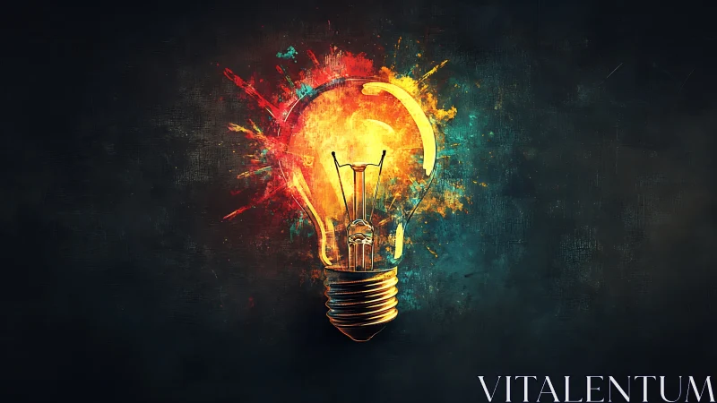 Lightbulb explosion merges fiery color with deep shadow.