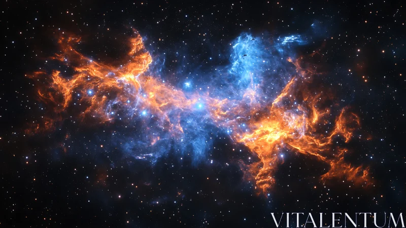 Bicolor interstellar nebula structure in deep space field.